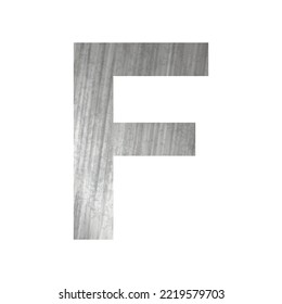 Textura de metal oxidado plateado, letra F del alfabeto inglés sobre fondo blanco - Ilustración vectorial