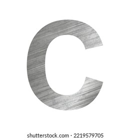 Texture of silver rusty metal, letter C of the English alphabet on a white background - Vector illustration