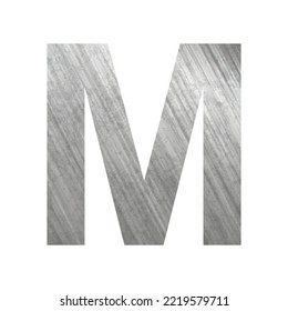 Textur von silbernem rostigem Metall, Buchstabe M des englischen Alphabets auf weißem Hintergrund - Vektorgrafik