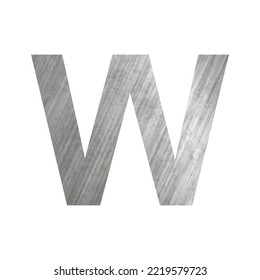 Textura de metal oxidado plateado, letra W del alfabeto inglés sobre fondo blanco - Ilustración vectorial