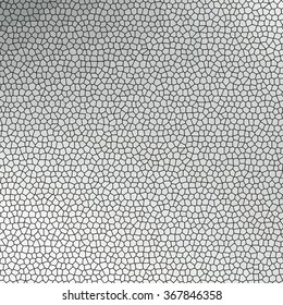 Texture of small gray cells. Black mesh between the cells. Mosaic structure. Vector illustration. Similar to cracked desert ground or skin of reptile. Abstract background.