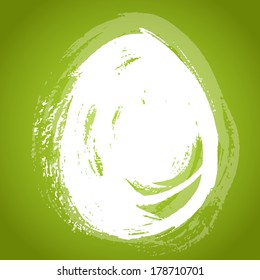 Texture smear in the form of Easter eggs on a green background 