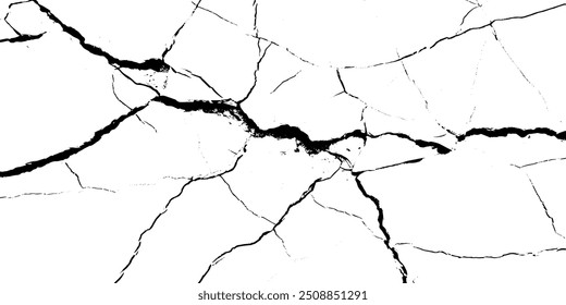 Textura solo seco rachadura padrão de fundo. Efeito grunge preto sobre fundo branco.