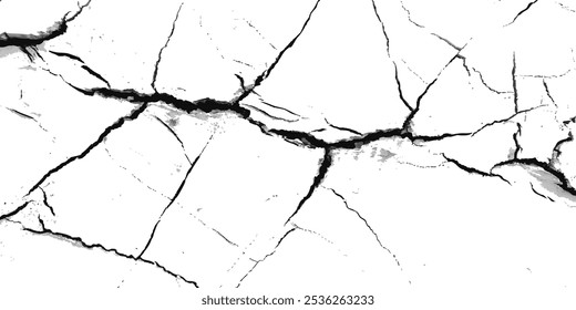 Texture soil dry crack background pattern. Scratched or cracked vector illustration. holes on stone grunge or wall surface, collapse, broken crack, damage, crevice, crack grunge texture.

