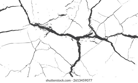 Texture soil dry crack background pattern. black and white vintage of cracked concrete scribble effect.	