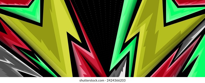 Texture for sport racing. Abstract green pink geometric stripes background. 