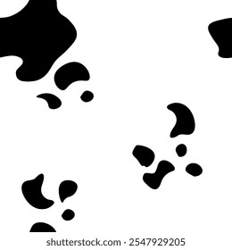 Texture spot, skin black white cow. Trendy animalistic seamless pattern for fashion, packaging, fabric and more. Vector illustration EPS10.