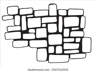 texture of stone paving, wall. linear drawing in doodle style.