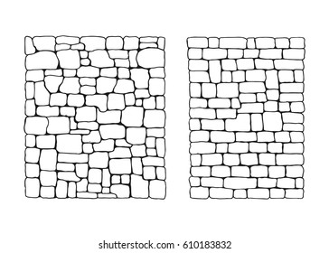 Texture of stones. Stone wall from blocks set vector
