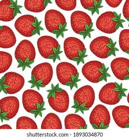Texture. Strawberry. Multicolored image of strawberries on a white background. Close-up. Decor element. Vector illustration.