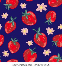 Texture stylized pattern with strawberry berry seamless endless vector rapport with overlapping pattern