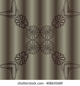 texture symmetrical abstract pattern of lines and elements of geometric shapes on a gradient metal background