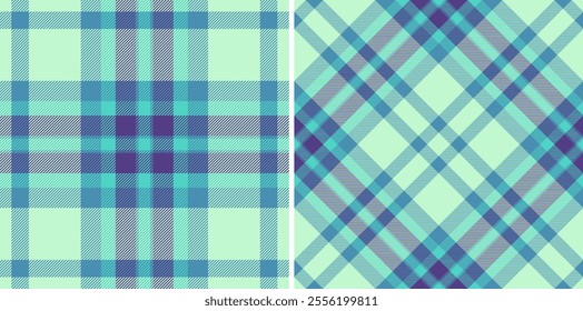 Texture tartan check of seamless fabric background with a textile plaid vector pattern. Set in cold colours. Stylish scarves for women.