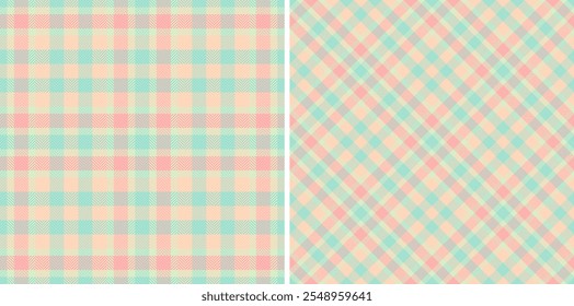 Texture tartan plaid of seamless pattern check with a vector textile background fabric. Set in spring colours for holiday fashion trends in festive look.