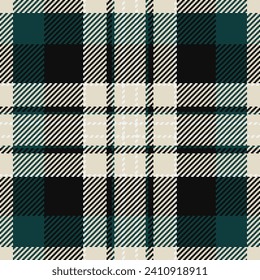 Texture tartan vector of seamless textile background with a check fabric pattern plaid in light and black colors.