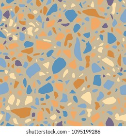 Texture Terrazzo Floor, Polished pebble stone tile. Abstract pattern, vector background. 