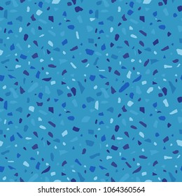 Textur von Terrazzo Floor. Fliesenboden mit Steinen und Steinen. Abstrakter blauer Vektorhintergrund.