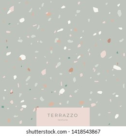 Texture Terrazzo in light grey colors. Classic italian cover composed of natural stone and concrete. Vector illustration. 