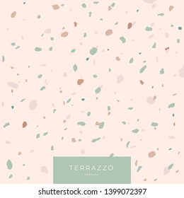 Texture Terrazzo in light pink colors. Classic italian cover composed of natural stone and concrete. Vector illustration.