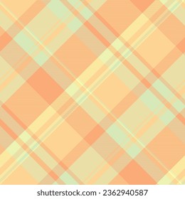 Texture textile background of fabric check plaid with a pattern tartan vector seamless in amber and orange colors.