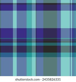 Texture textile check of plaid pattern seamless with a tartan vector fabric background in teal and indigo colors.