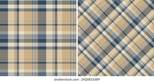 Texture textile check of vector background plaid with a fabric tartan pattern seamless. Set in warm colours. Garment industry trends.