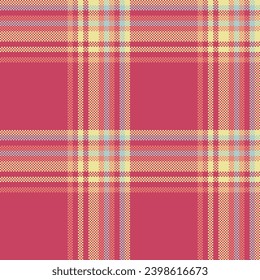 Texture textile fabric of vector seamless background with a check pattern plaid tartan in red and yellow colors.