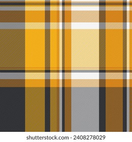 Texture textile tartan of check vector pattern with a fabric background seamless plaid in orange and white colors.