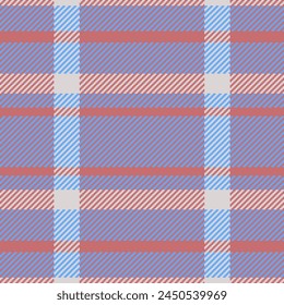 Texture textile tartan of fabric seamless vector with a pattern check plaid background in red and blue colors.