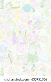 The texture that is made with various miscellaneous goods of hydrangea