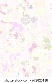 The texture that is made with various miscellaneous goods of cherry blossom