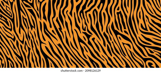 Tigre de textura rayas anaranjadas y fondo negro. ilustración vectorial.
