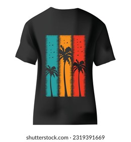 Texture Tree print t-shirt design. Poster retro grunge palm tree silhouettes