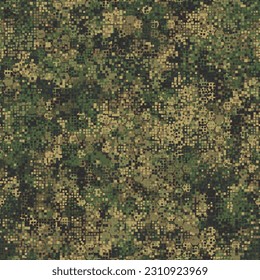 Texture of universal forest or desert military camouflage seamless pattern. Woddland khaki colors hexagon snakeskin. Abstract army and hunting masking ornament texture. Vector illustration background