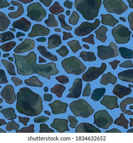 Texture of various shapes in different colors painted with watercolors on a light blue background, vector pattern, suitable for paper, fabric, textile , wallpaper