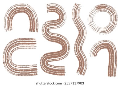 Texture vector brush strokes. Color of the year 2025, Mocha Mousse. Modern trendy background. Brown tone scheme. 