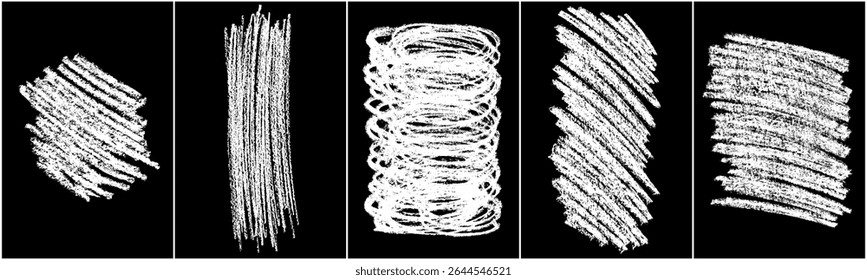 Сhalk texture vector. Сrayon doodle effect. Chalk background set. 