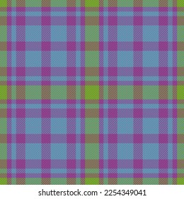 Texture vector fabric. Check textile background. Pattern plaid seamless tartan in green and blue colors.