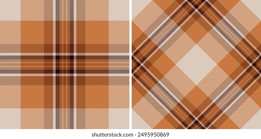 Texture vector fabric of seamless plaid background with a pattern tartan check textile. Set in dark colours. Trendy fashion essentials.
