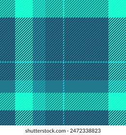 Texture vector plaid of background fabric check with a tartan pattern seamless textile in cyan and teal blue colors.