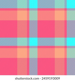 Texture vector textile of fabric check tartan with a seamless pattern background plaid in red and teal colors.