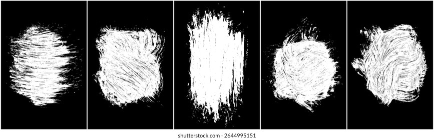 Сhalk texture vector. White scratch on black. Сrayon scribble effect. Chalk background set. Illustration, Eps 10.