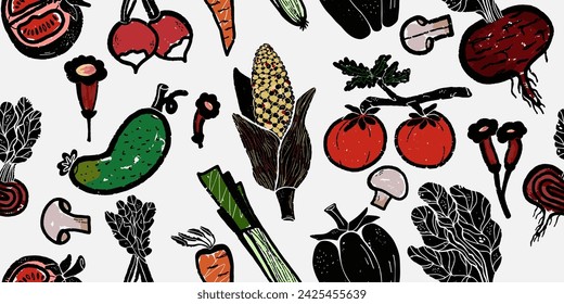 Textura vegetales, gráficos. Patrón orgánico de la planta. Estilo de dibujos animados. Elementos dibujados a mano Vector patrón de superposición sin fisuras.