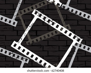 texture wall background with retro film frame, illustration