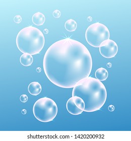 texture water with bubbles on a blue background