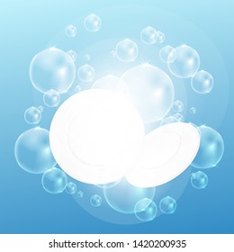 texture water with bubbles on a blue background
