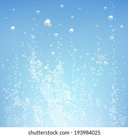 texture water with bubbles on a blue background