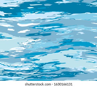 Texture of water for decorative design. Summer vector illustration. Blue background. Water background. Design element. Motion vector illustration. Liquid texture. Ocean, sea.