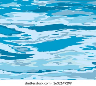 Texture of water for decorative design. Summer vector illustration. Blue background. Water background. Design element. Motion vector illustration. Liquid texture. Ocean, sea.