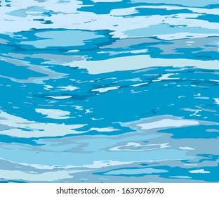 Texture of water for decorative design. Summer vector illustration. Blue background. Water background. Design element. Motion vector illustration. Liquid texture. Ocean, sea.